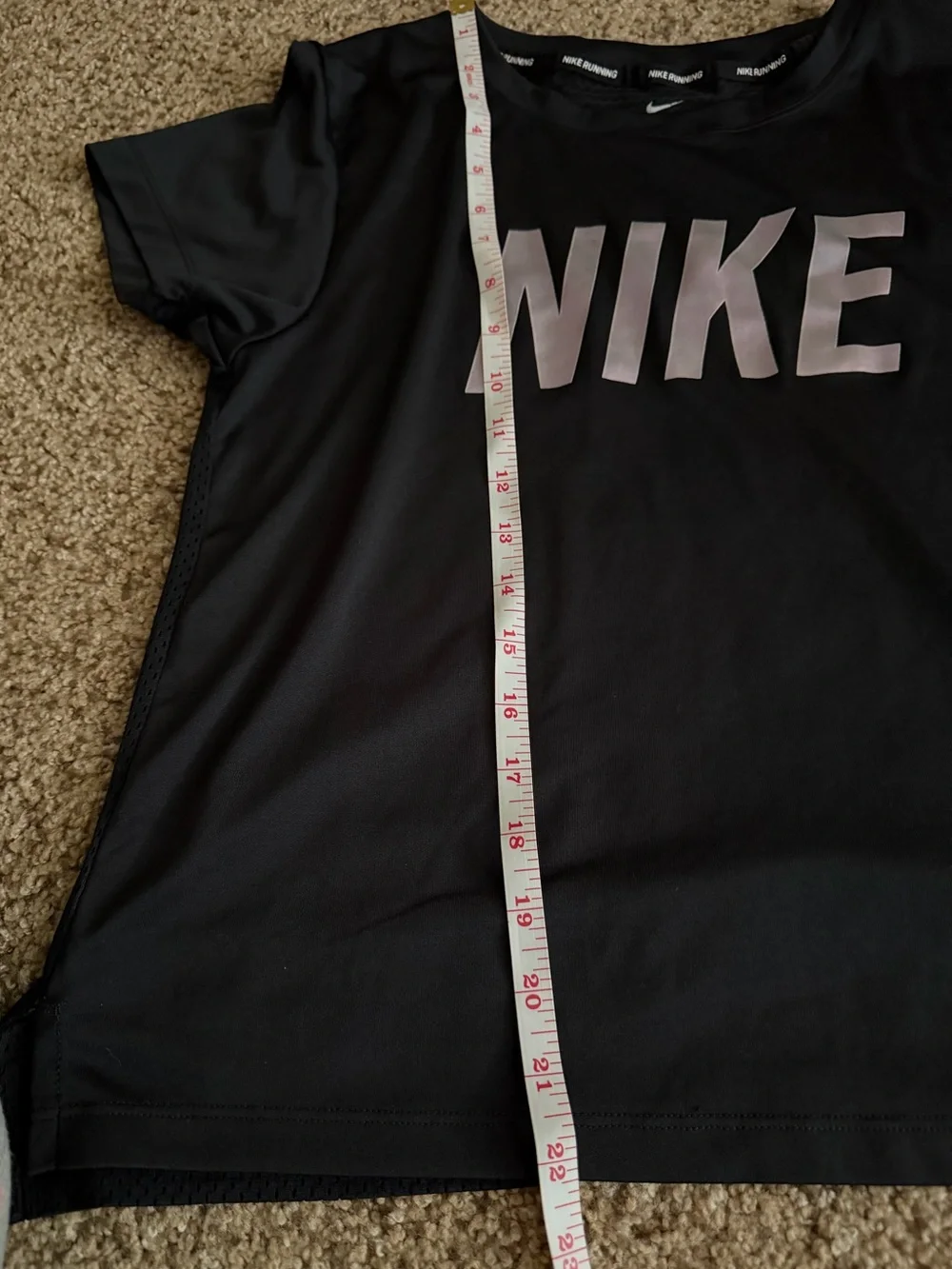 Nike Dri-FIT Running Tee Black Reflective Logo Mesh Performance Small